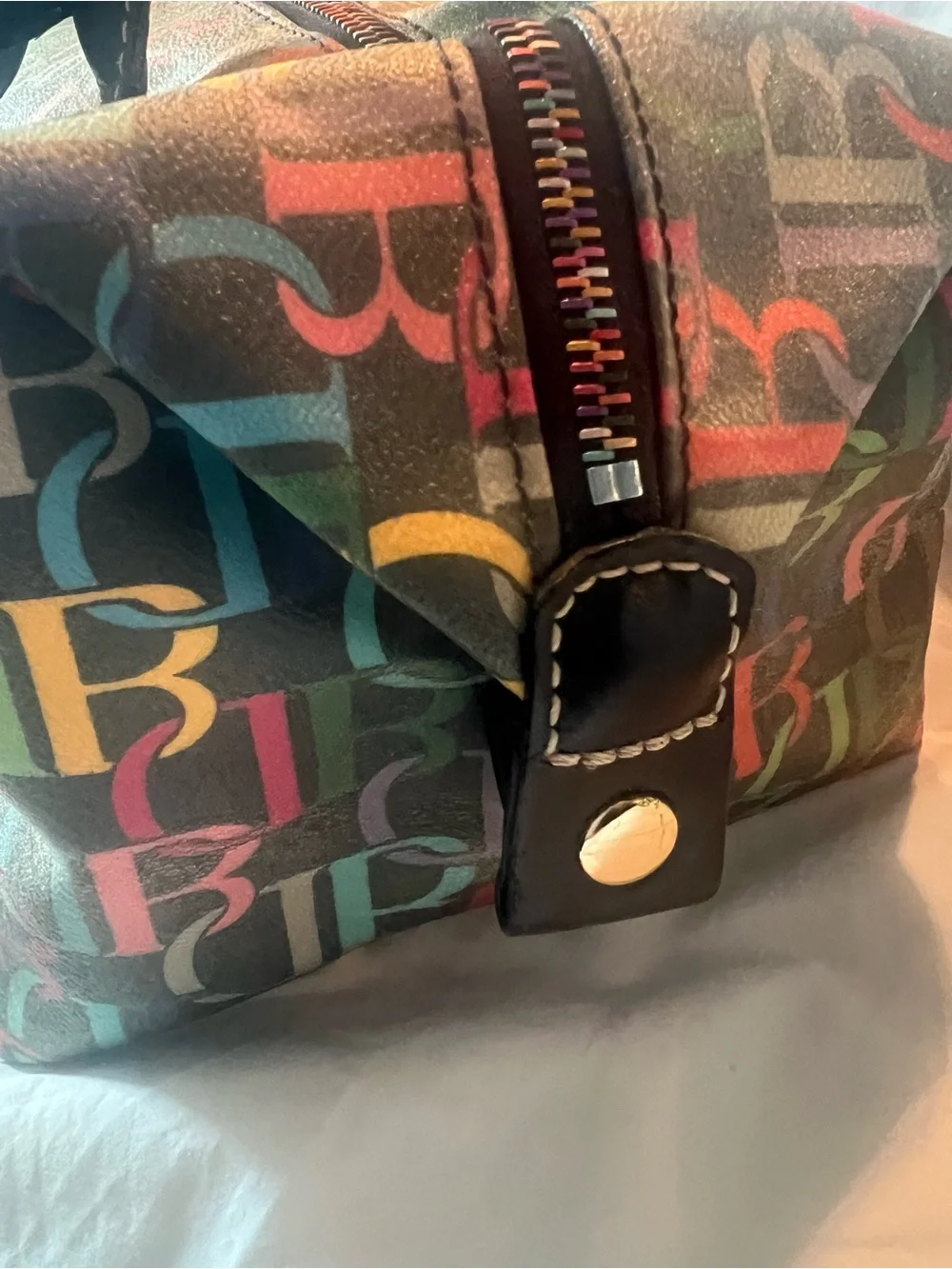 Dooney & Bourke Multicolor Logo Satchel with Black Trim